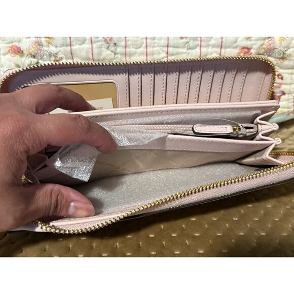 NWT Michael Kors Jet Set Travel Continental Long Wallet Wristlet Powder blush - Picture 7 of 9